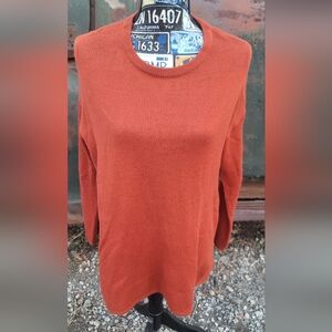 H & M Burnt Orange Crewneck Sweater with Long Sleeves, Hip V cut and Rel…